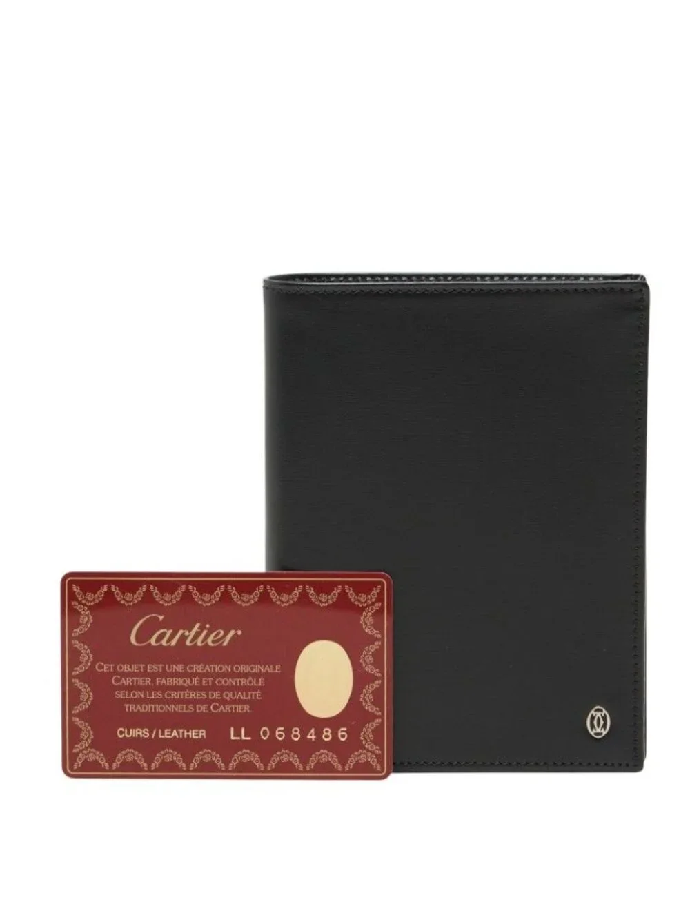Cartier Pasha Line Bifold Wallet Black Leather